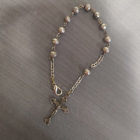 Jewelry - Bracelet Rosary with Silver Beads and Silver Cross